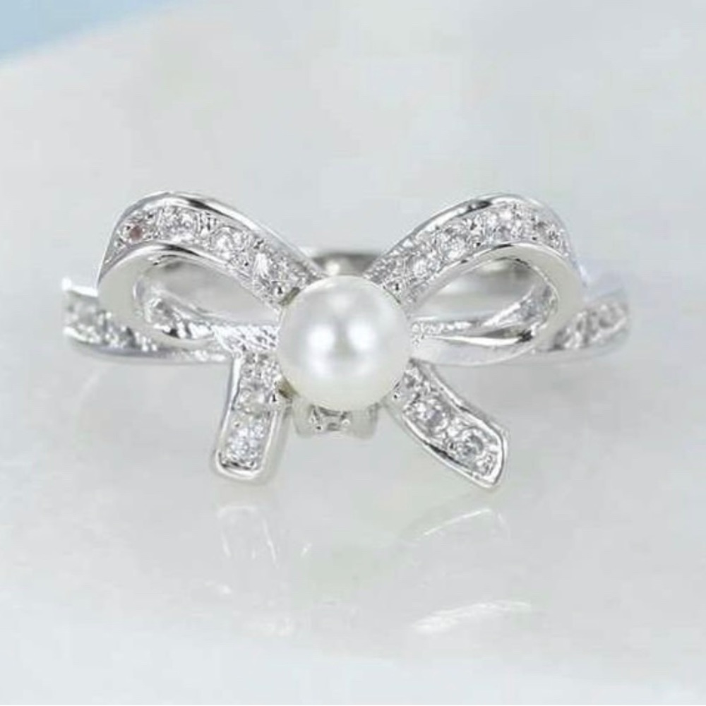 Pearl Ribbon Bow Ring - Picture 1 of 6